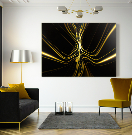 Abstract Gold Light Canvas details-Krystovallia
